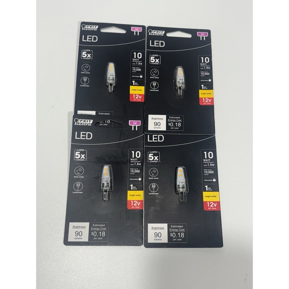 Feit Electric 10W Equiv 3000K T4 G4 Bi-Pin Base 12V Landscape LED Light Bulb 4Pk